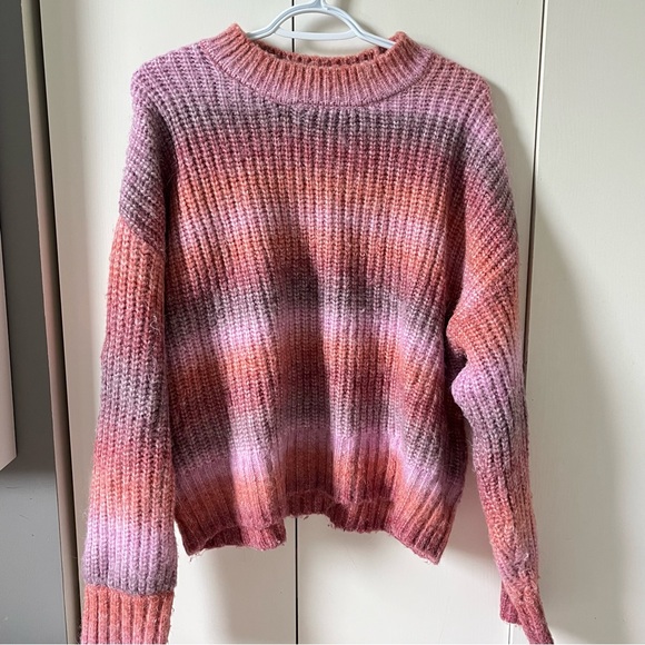 Dynamite Sweaters - Dynamite Cozy Ombre Knit Sweater - Pink & Coral